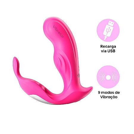 Vibrador com Estimulador de Clitóris - VIA APP - 9 modos de Vibração - Recarga USB
