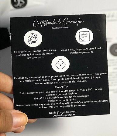 Cartão de agradecimento ou certificado de garantia (Papel offset colorido 180g) - 50 unidades