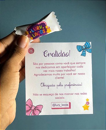 Combo Bala + cartão de agradecimento (offset 180g branco) - 50 unidades