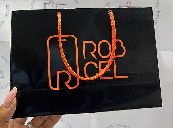 Sacola 21 x 6 x 15 (Papel fotográfico colorido e alça cordão) - 50 unidades