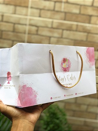 Sacola 31,5 x 15,2 x 15 (Papel offset branco e alça cordão) - 50 unidades