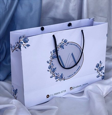 Sacola 31,5 x 9,5 x 22 (Papel offset branco 180g e alça cordão) - 50 unidades