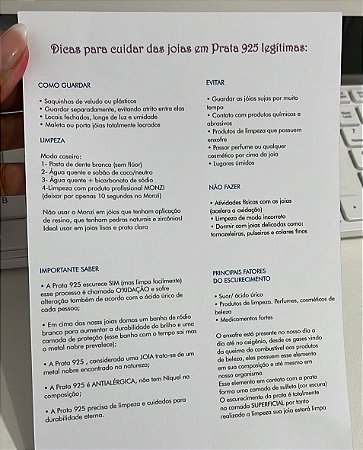 100 un.  Folheto de cuidados