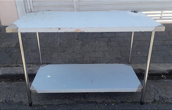 Mesa de INOX 1,30 Mt Com Prateleira Lisa [nova]
