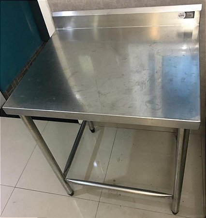 Mesa de Inox 72 cm. com Encosto [usada]