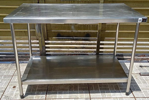 Mesa de Inox com Prateleira Lisa 1,2 mt