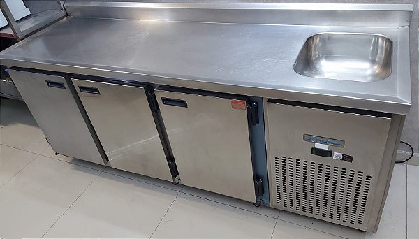 Balcão Refrigerado em Inox Escovado com Cuba 2,00 Mt - 220V - KOFISA