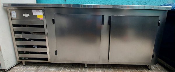 Balcão de Encosto Refrigerado em Aço Inox 190 cm A.G Rebelo