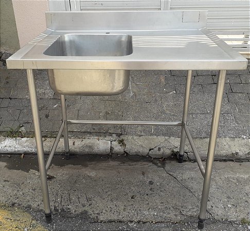 Pia de Inox Uma Cuba 1 mt Com Encosto [usada]