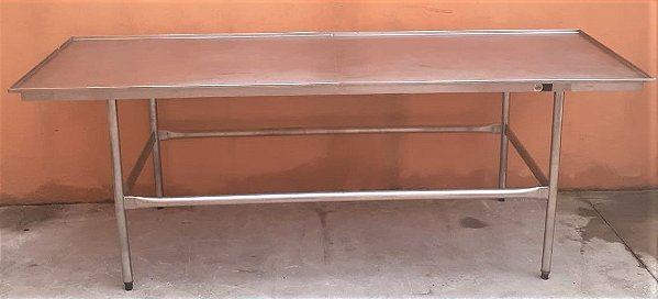 Mesa 100% Inox 2,45 mt. com encosto e rodas