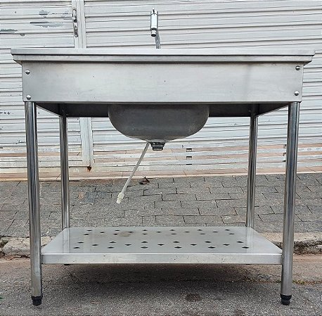 Pia 1,00 mt. 100% Inox com cuba profunda (30 cm.) Torneira INCLUSA [Usada]