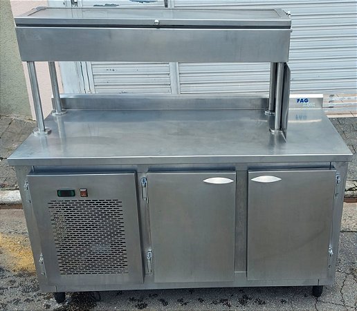 Balcão de Serviço Refrigerado Condimentador 1,50m 220V Fag Inox