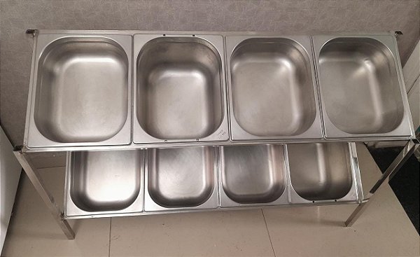 Codimentadora de Mesa/Pizzarola em Inox com 8 Cubas Médias e Profundas [usada]