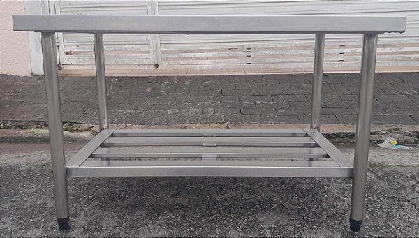 Mesa 100% Inox 1,00m. com Prateleira Gradeada [Usada]