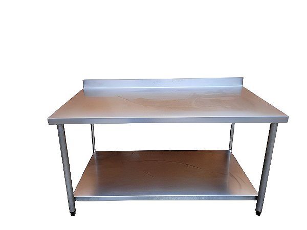 Mesa 100% Inox 1,30m. com Prateleira Lisa - [Usada]
