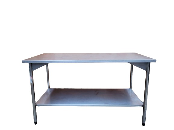 Mesa 100% Inox 1,5m. com Prateleira Lisa [Usada] - Promaq