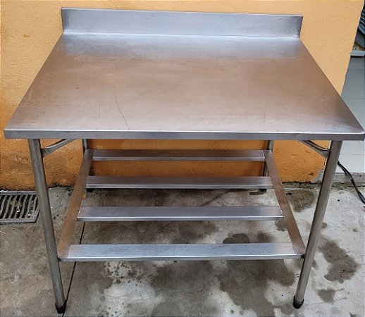 Mesa 100% Inox 1m com Prateleira Gradeada [usada]