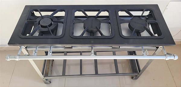 Fogão Industrial 3 bocas 30X30 Metalmaq - Baixa Pressão [Usado]