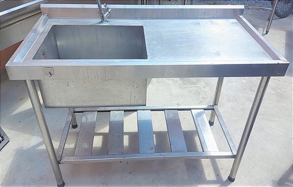 Pia 100% Inox com Cuba Esquerda [Usada] -1,20cm