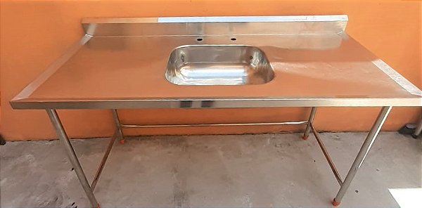 Pia 100% Inox 304 com Cuba central - 1,40m [Usado]