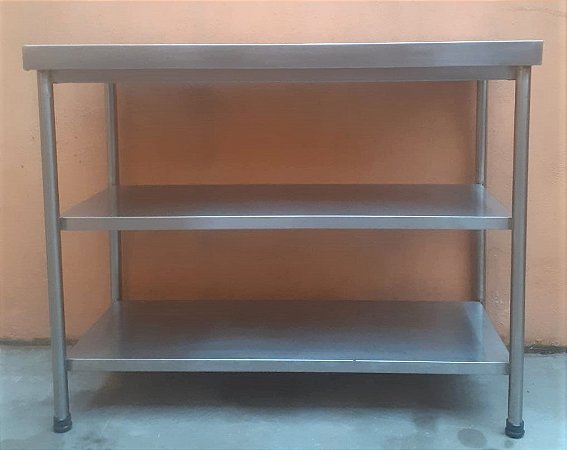 Aparador de Inox com duas Prateleiras inferiores Lisa - 1,10m [usada]
