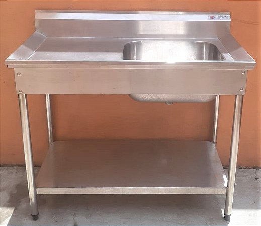 Pia com Cuba Direita 100% Inox - 1,10m [Usada]