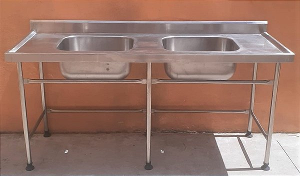 Pia com 2 Cubas 100% Inox - 1,80m [Usada]