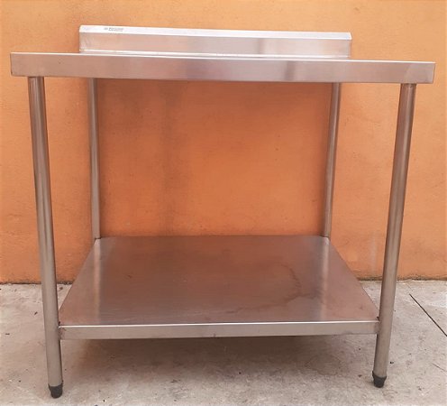 Mesa 100% Inox com prateleira inferior lisa - 1m [Usada]