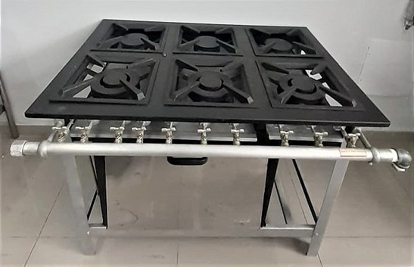 Fogão Industrial 6 Bocas com Forno 55L - Baixa pressão [Usado] Metalmaq