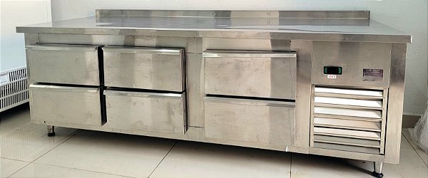 Balcão Refrigerado Baixo de 6 Gavetas - Totalmente Inox dentro e fora 220v - Espaço Especiais [Usado]