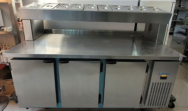 Balcão Refrigerado Inox Escovado Condimentadora 1,85m KBSCC-185D Kofisa 220v *GN's a parte* [Seminovo]