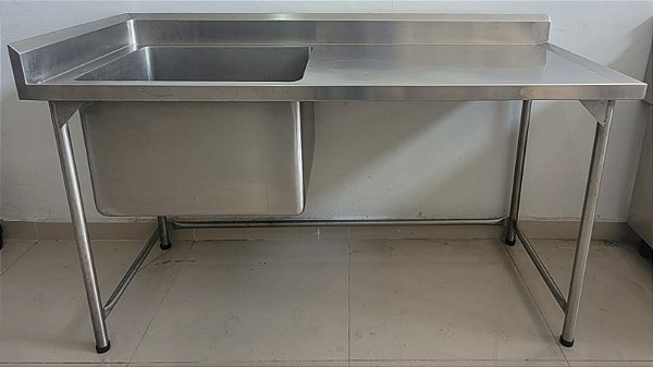 Pia 100% Inox 1.50m com cuba esquerda de 40cm [Usada]