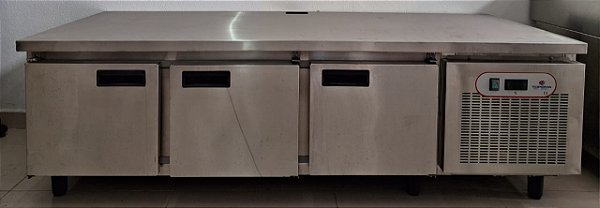 Balcão Baixo Refrigerado Totalmente Inox com 3 Portas - 220V - Topema [Usado]