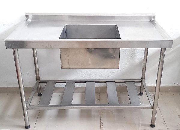 Pia de Inox com cuba central -1.30m [Usada]