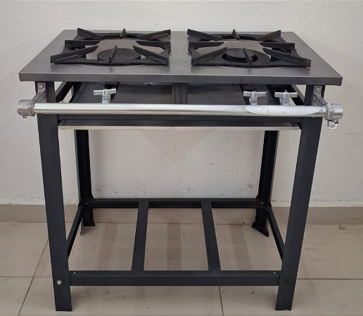 Fogão Industrial 2 Bocas 30X30 Baixa Pressão - 1 Queimador Simples e 1 Queimador Duplo [Usado]