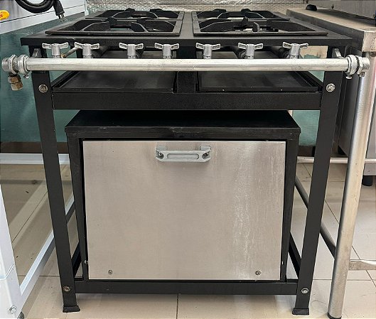 Fogão Industrial 4 Bocas 30X30 com Forno Aço Inox 2QS 2QD - Cristalaço [Usado] * Acompanha registro e mangueira