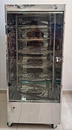 Máquina para Assar Frangos 120Kg Giratória - MOD: FKGAI 120 - Fornos Kaiçara [Seminova] * Kit Mesinha e Tesoura
