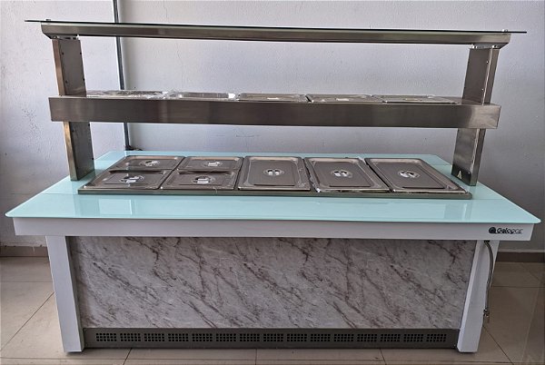 Buffet Térmico e Refrigerado Linha Vitra GBTR-200 BR c/ Vidros Serigrafados e Iluminação LED - Gelopar [SEM USO]