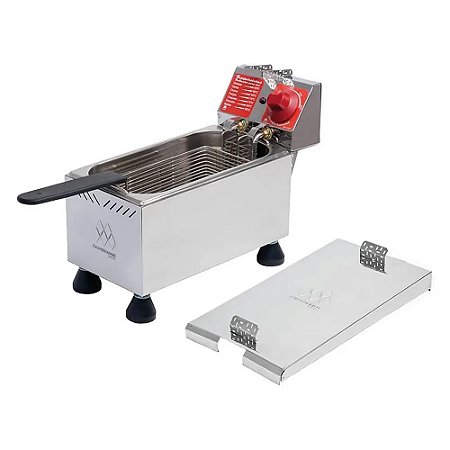Fritadeira Elétrica Inox Óleo 4 Litros Ft.1 2000W 127V - Marchesoni * COM TAMPA [Nova]