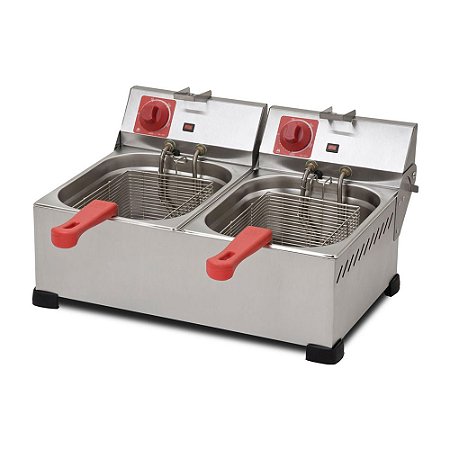 Fritadeira Dupla Elétrica Industrial 12 Litros Com Tampa 127V - Marchesoni * COM TAMPA [Nova]