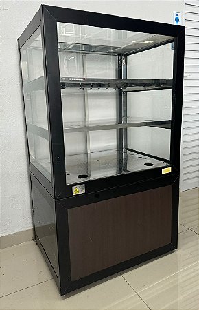Vitrine Quente Retilínea / Balcão Estufa para salgados 70cm Preto - 220V - Ômega [Usada]