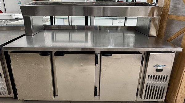 Balcão Condimentadora Refrigerado Inox Escovado 1,85m Kofisa 220V [Usado]