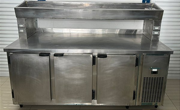 Balcão Condimentadora Refrigerado Inox Escovado 1,85m Kofisa 220V [Usado]