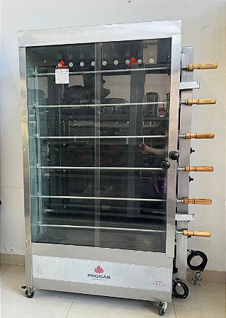 Máquina /Assador De Frangos Rotativo Tubular 6 Espetos Cap. 30 Peças PR-634 N GLP - Progás