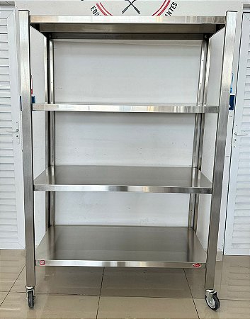 Estante 04 Planos Lisos de Inox 300 sobre Estrutura Tubular * Com rodízios - 120x50x180 - Cozil [Seminova]