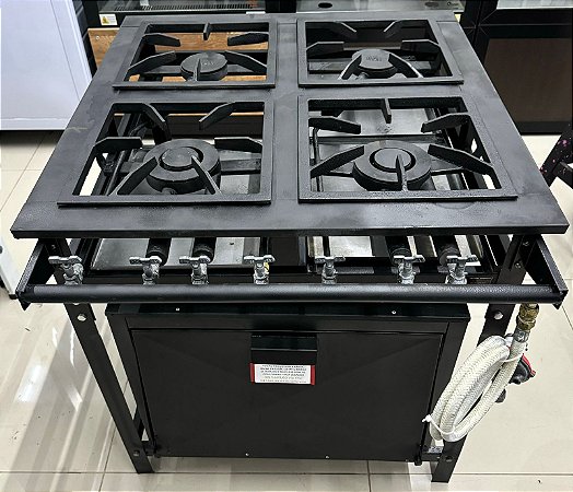 Fogão industrial classic baixa pressão 30 P7 4 bocas (2 duplos 2 simples) com pé com forno - ROA [Usado]