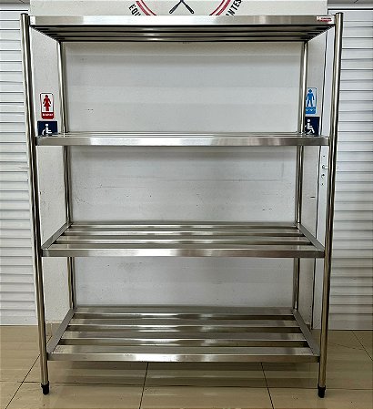 Estante de Aço Inox 304 140x50x180cm Planos Gradeados - Maquinbal [Seminova]