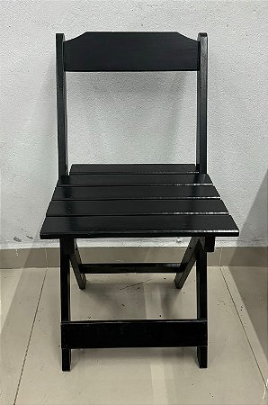 Cadeira Dobrável de Madeira Preto [Novo]