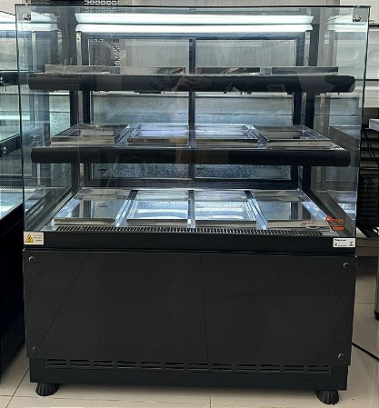 Balcão Estufa / Vitrine Quente Clean para salgados 1,0m Preto - 220V - Ômega [Seminovo]