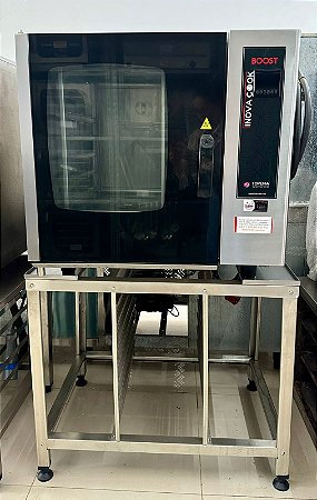 Forno Combinado Inox Elétrico 220V Trifásico 6 GNS + Cavalete + Esguicho - Topema [Seminovo]